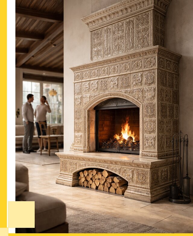 Купить изразцовый камин в Устях-Илимске от 260000 р. | ЭриданСть