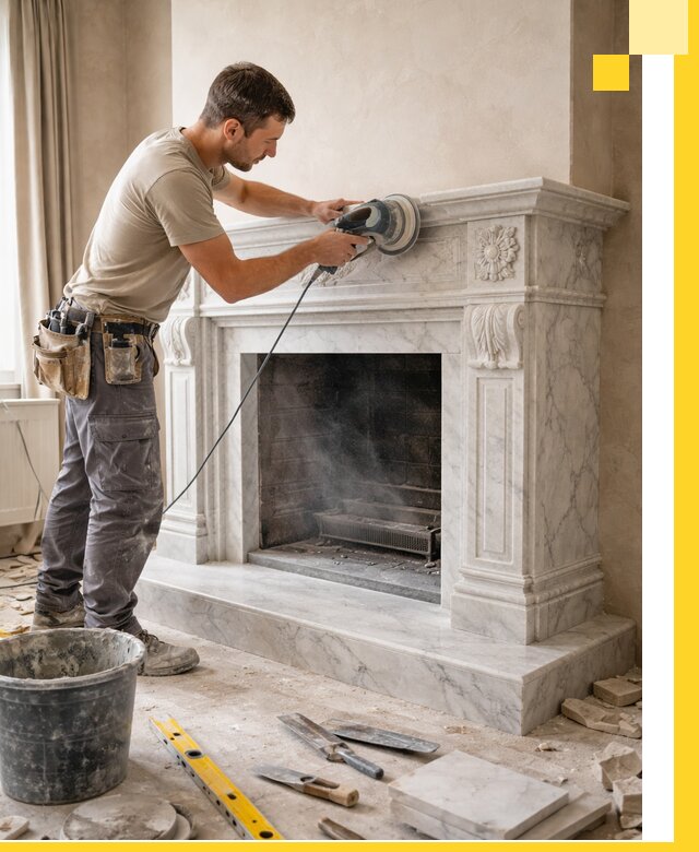 Изготовление и установка мраморных каминов в Устях-Илимске под ключ