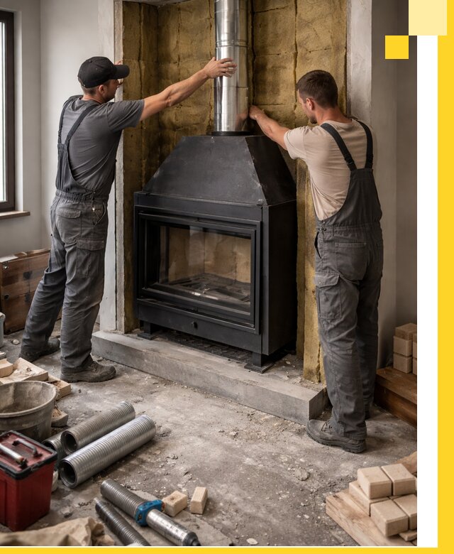 Изготовление и монтаж закрытых каминов в Устях-Илимске под ключ