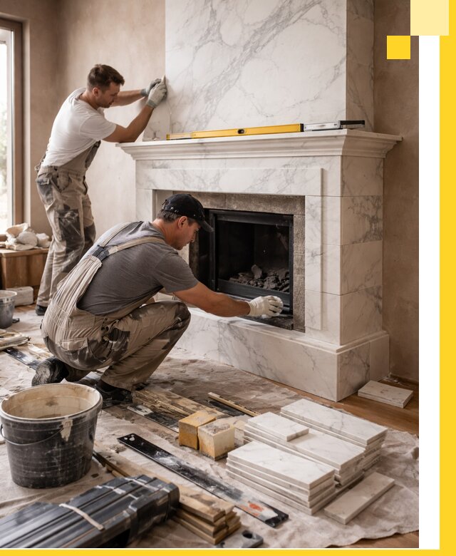 Отделка каминов в Устях-Илимске качественные облицовочные работы