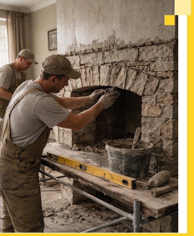 Изготовление каминов под ключ в Устях-Илимске, монтаж и отделка