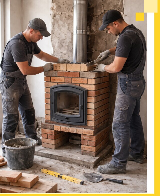 Монтаж печи камина под ключ в Устях-Илимске с гарантией и пусконаладкой