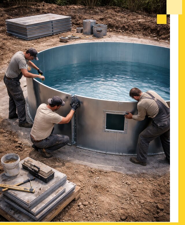 Круглые бассейны под ключ в Устях-Илимске проектирование и монтаж