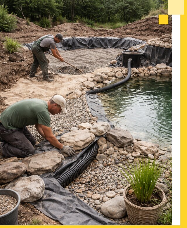 Строительство природных бассейнов и озер в Устях-Илимске под ключ