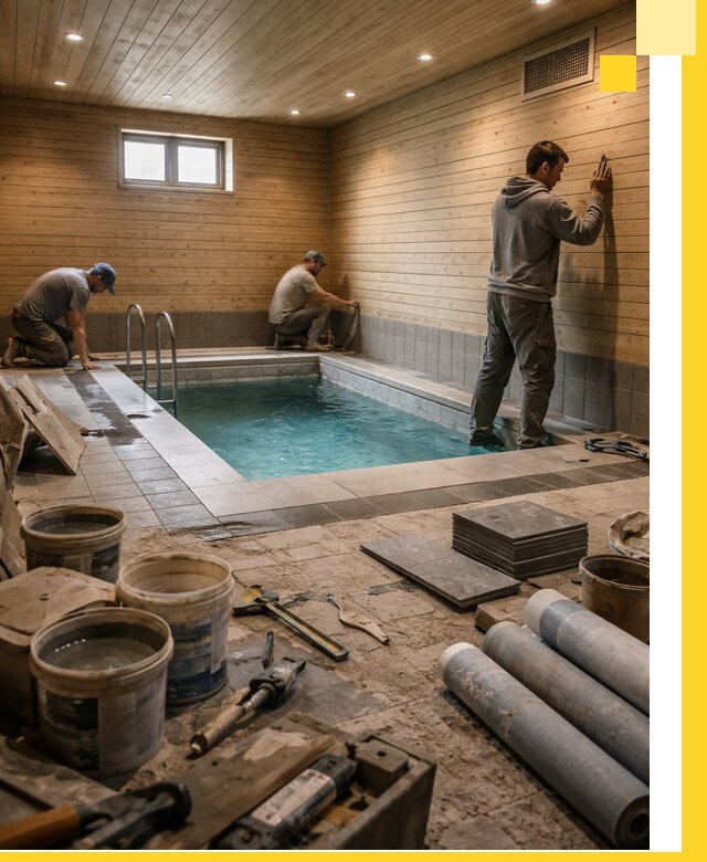 Строительство бани с бассейном и сауной под ключ в Устях-Илимске