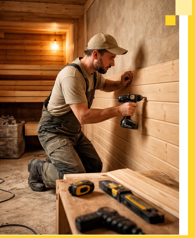 Профессиональная внутренняя отделка бани в Устях-Илимске под ключ