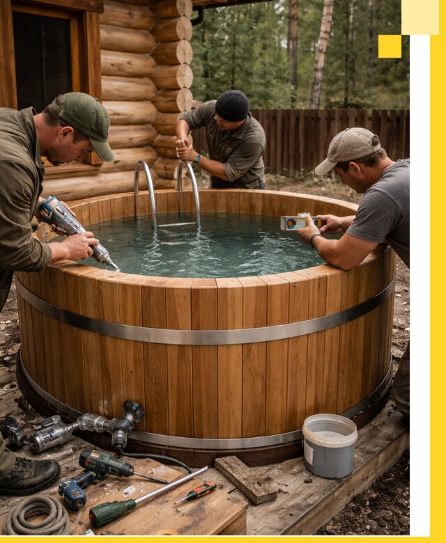 Строительство бань с купелью под ключ и отделкой в Устях-Илимске