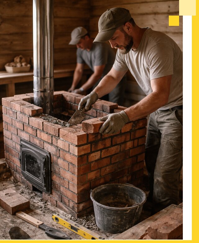 Кирпичные печи для бани под ключ в Устях-Илимске, проект и монтаж