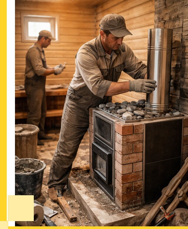 Монтаж печи в бане под ключ в Устях-Илимске от 20800 р. | ЭриданСть