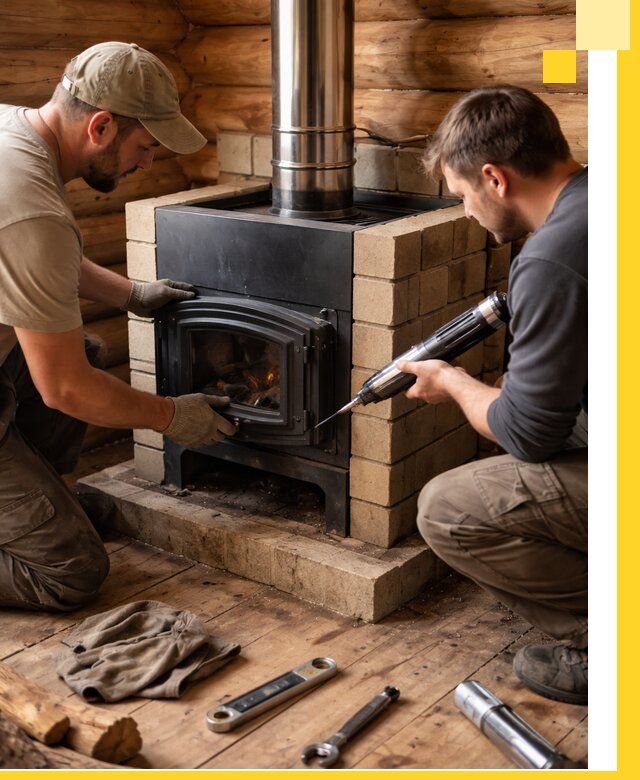 Монтаж и установка печи в бане под ключ с гарантией в Устях-Илимске