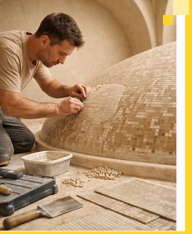 Профессиональная укладка мозаики для хамама под ключ в Устях-Илимске