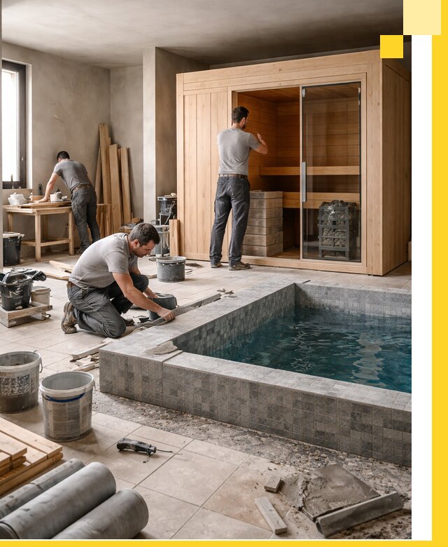 SPA зоны под ключ с бассейном сауной и печью в Устях-Илимске